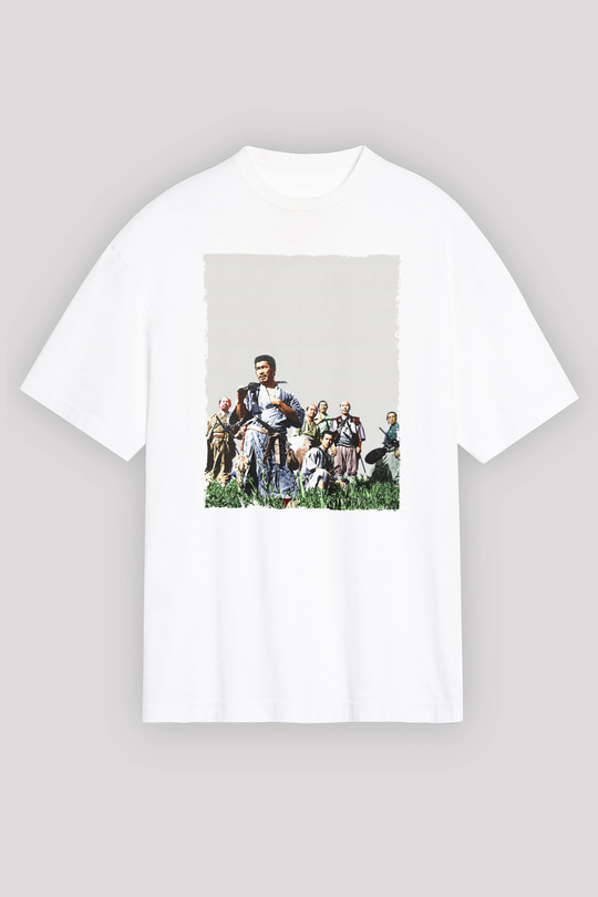 Unisex Yedi Samuray (Seven Samurai) Baskılı Beyaz Oversize Tişört