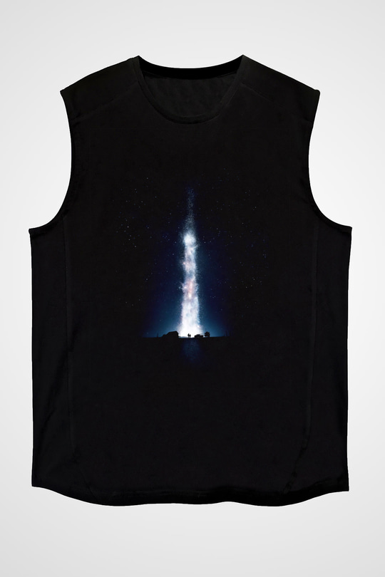 Unisex Yıldızlararası (Interstellar) Baskılı Siyah Kolsuz Tshirt