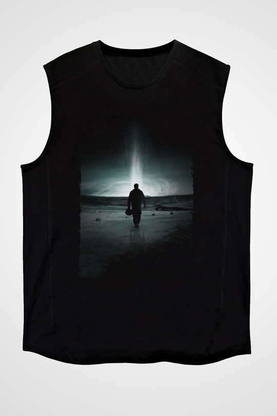 Unisex Yıldızlararası (Interstellar) Baskılı Siyah Unisex Kolsuz Tişört