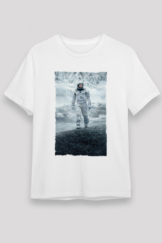 Unisex Yıldızlararası (Interstellar) Baskılı Beyaz Tişört