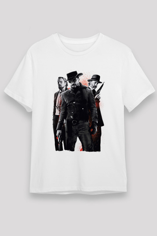 Unisex Zincirsiz - Django Unchained Baskılı Beyaz Tişört