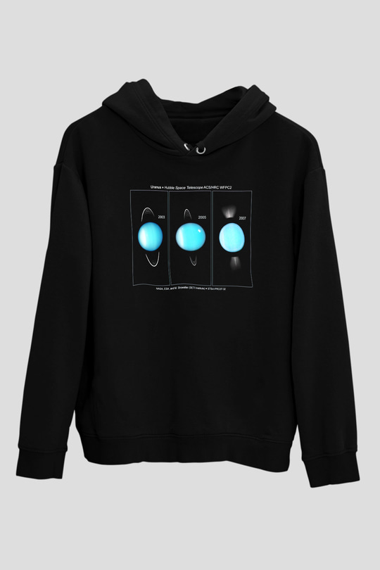 Uranüs Siyah Unisex Hoodie