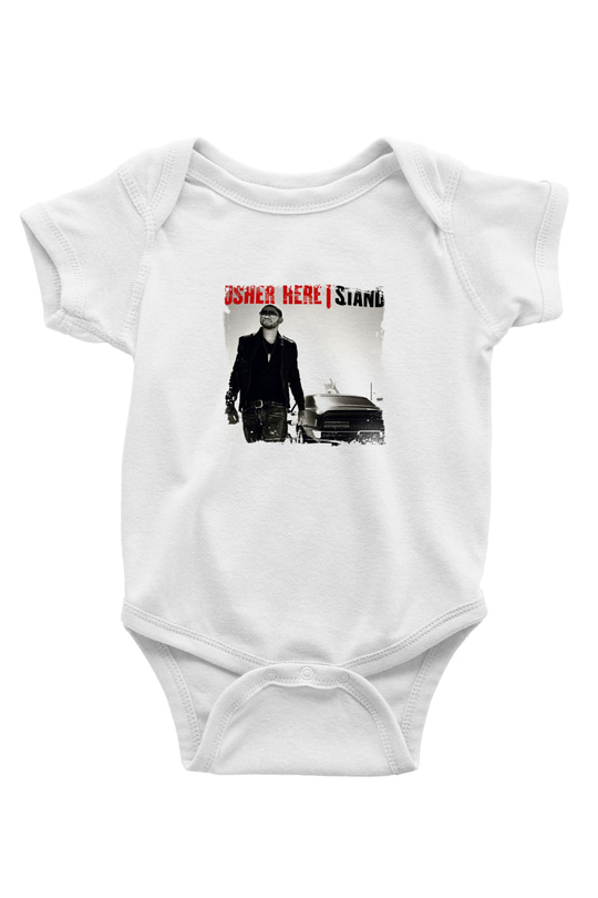 Usher  Baskılı Unisex Beyaz Bebek Body - Zıbın