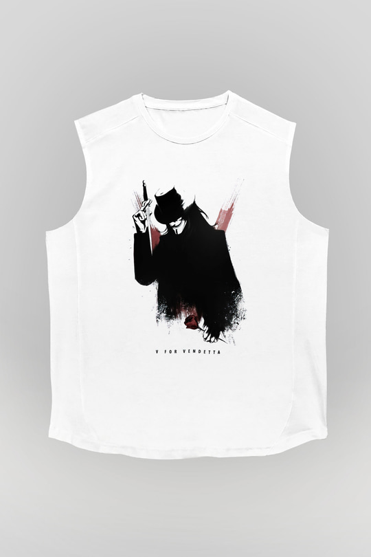 Vendetta Beyaz Unisex Kolsuz Tişört