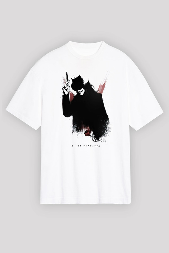 Vendetta Beyaz Unisex Oversize Tişört T-Shirt