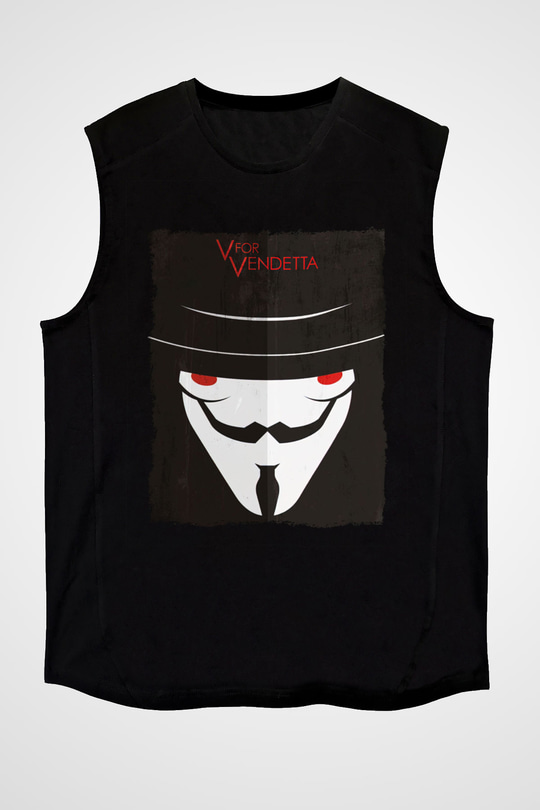 Vendetta Siyah Unisex Kolsuz Tişört
