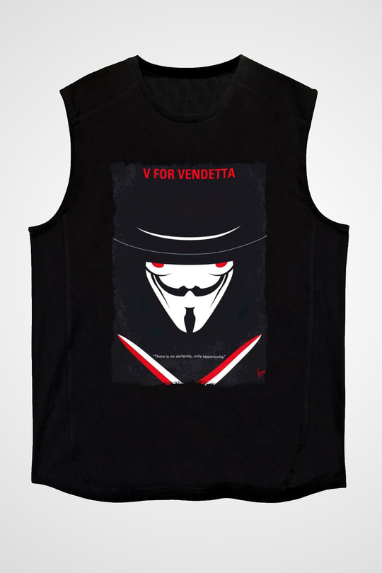 Vendetta Siyah Unisex Kolsuz Tişört