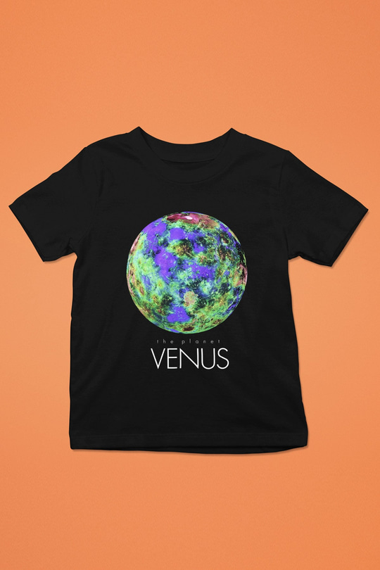 Venüs Baskılı Siyah Unisex Çocuk Tişört