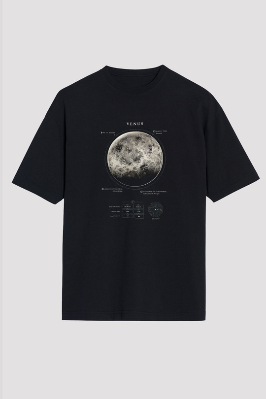 Venüs Fiziksel Özellikleri Baskılı Unisex Oversize Tişört - Tshirt