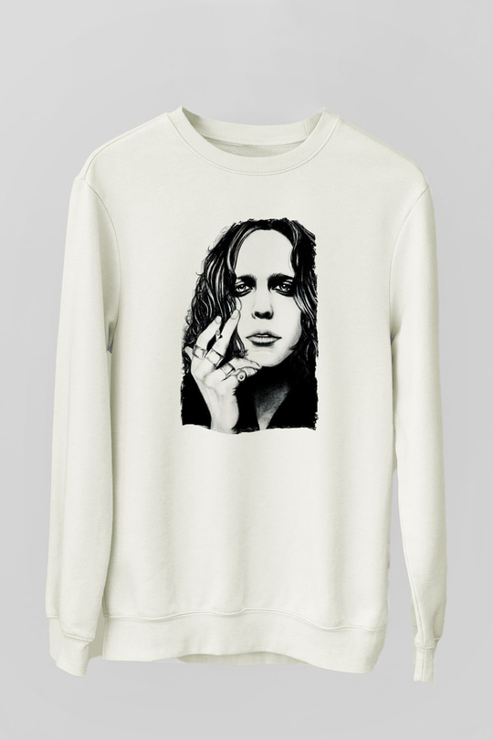 Ville Valo Baskılı Beyaz Unisex Sweatshirt
