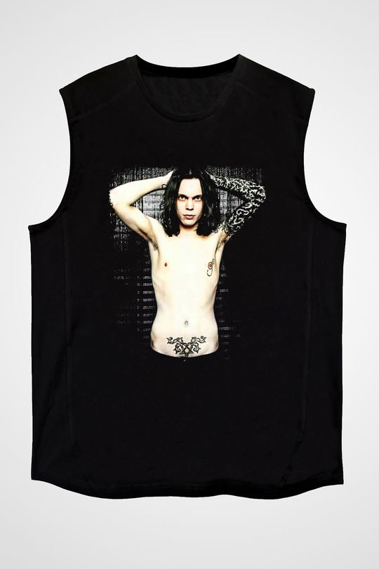 Ville Valo Baskılı Unisex Siyah Kolsuz Tişört - Tshirt