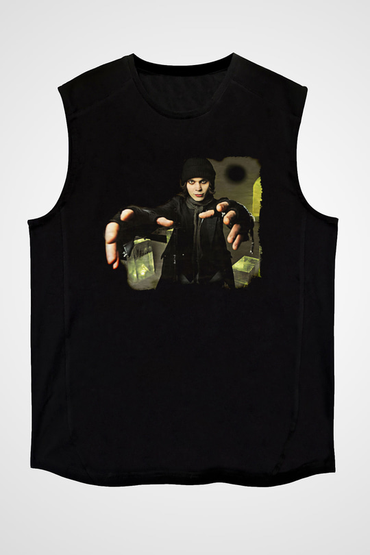 Ville Valo Baskılı Unisex Siyah Kolsuz Tişört - Tshirt