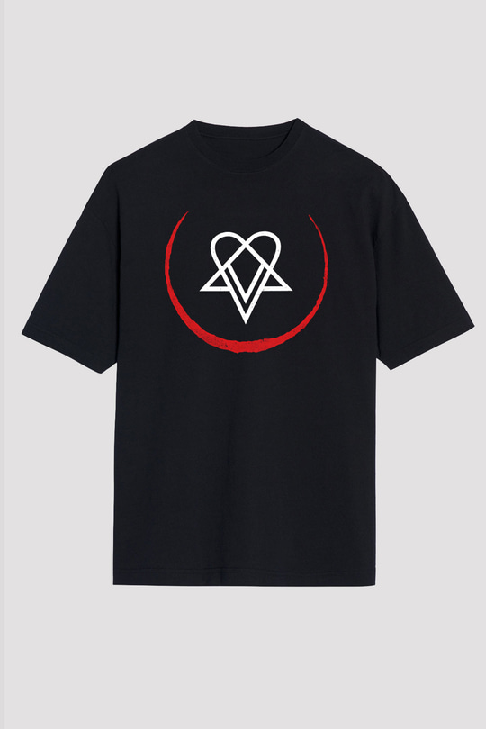 Ville Valo Baskılı Unisex Siyah Oversize Tişört - Tshirt