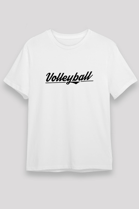 Voleybol Baskılı Unisex Beyaz Tişört - Tshirt