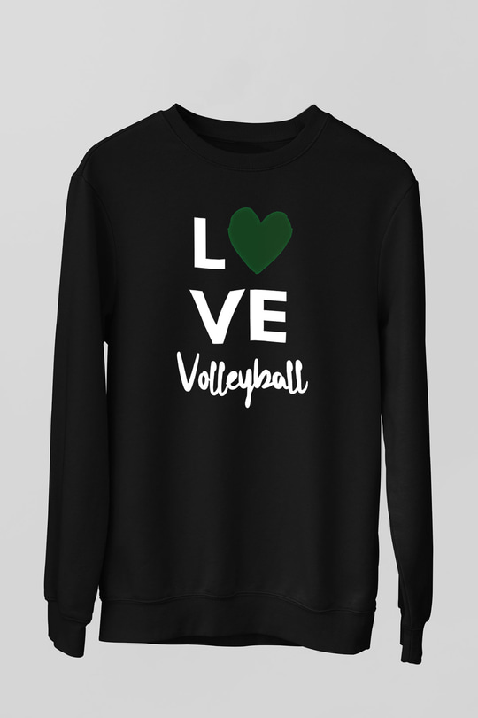 Voleybol - Volleyball Baskılı Unisex Siyah Sweatshirt