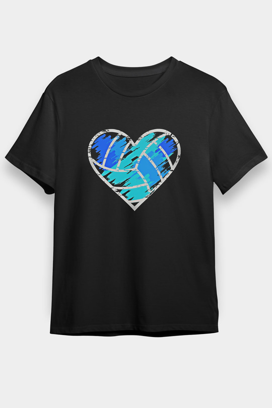 Voleybol - Volleyball Baskılı Unisex Siyah Tişört - Tshirt