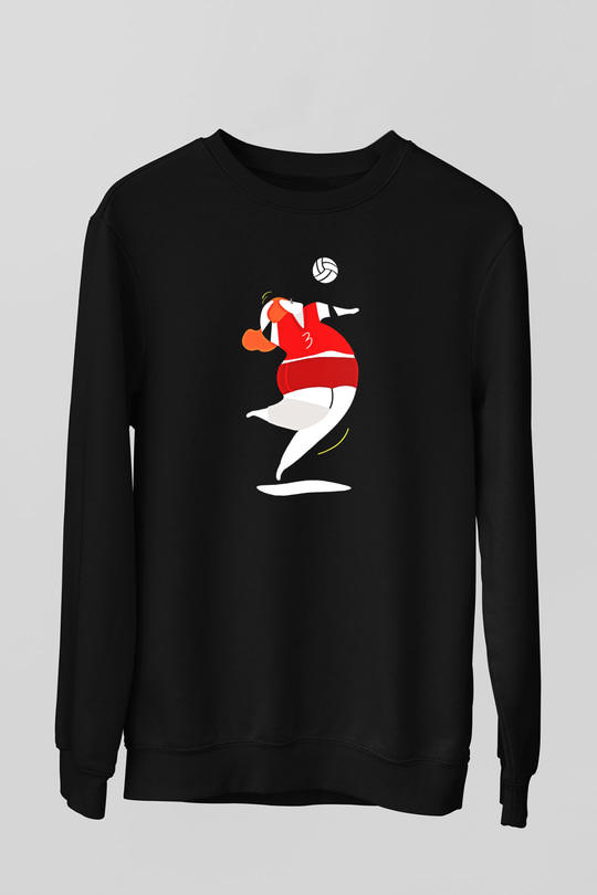Voleybol - Volleyball Baskılı Unisex Siyah Sweatshirt