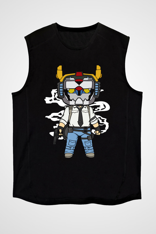 Voltron Pub-G Baskılı Unisex Siyah Kolsuz Tişört