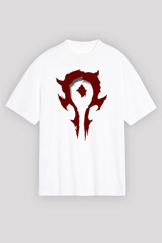 Warcraft Beyaz Unisex Oversize Tişört T-Shirt