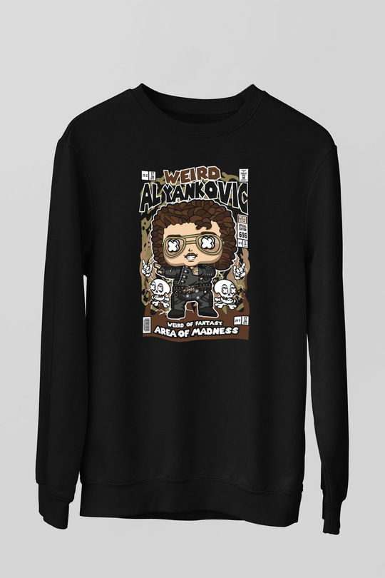 Weird Al Yankovic Baskılı Unisex Siyah Sweatshirt