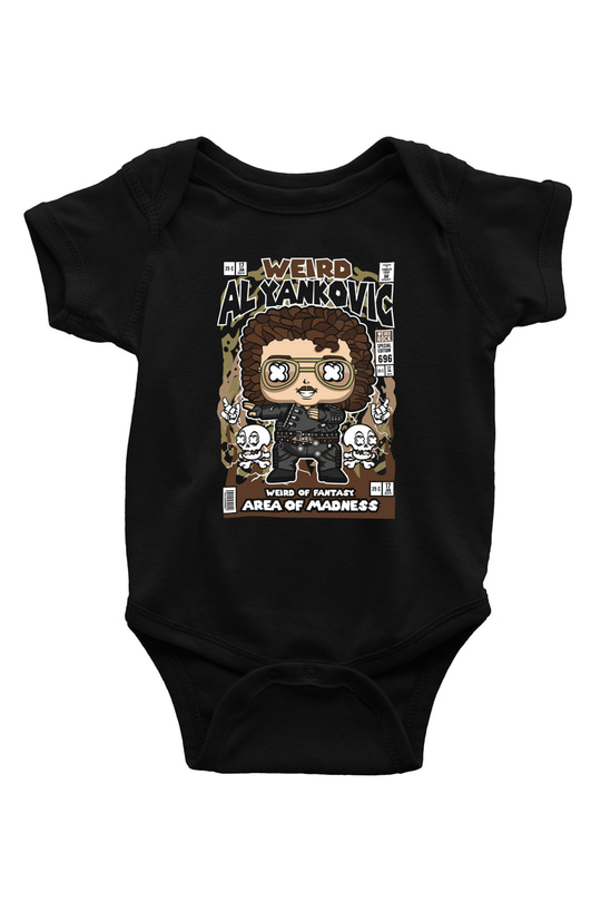 Weird Al Yankovic Baskılı Unisex Siyah Bebek Body - Zıbın
