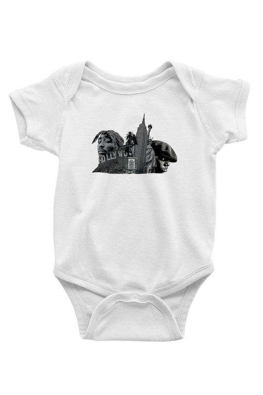 West Side Connection Baskılı Beyaz Unisex Bebek Body - Zıbın