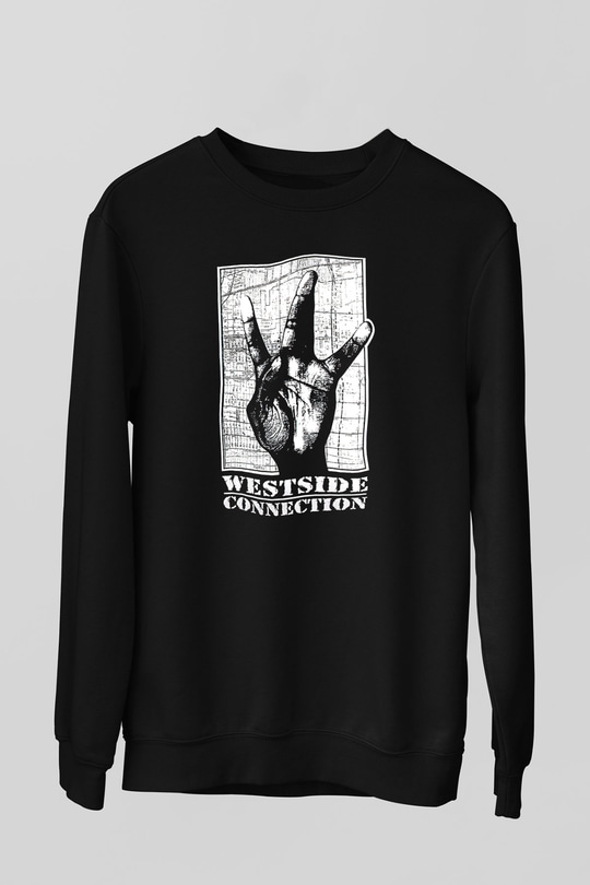 West Side Connection Baskılı Unisex Siyah Sweatshirt