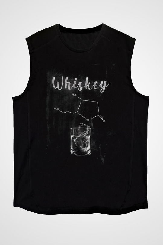 Whiskey Baskılı Unisex Siyah  Kolsuz Tişört