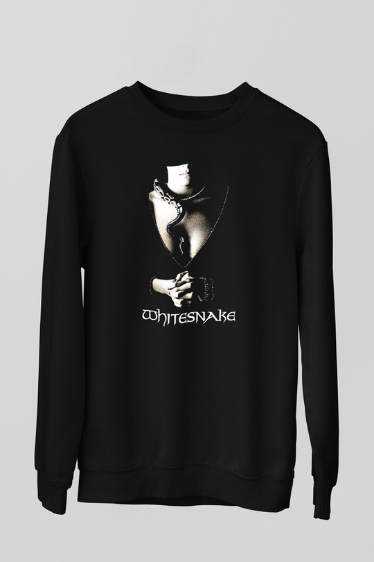 Whitesnake Baskılı Unisex Siyah Sweatshirt