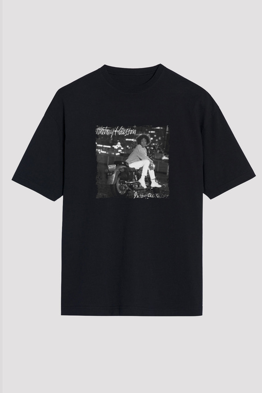 Whitney Houston Baskılı Unisex Oversize Siyah Tişört