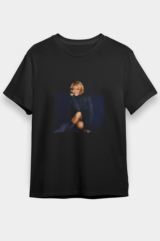 Whitney Houston Baskılı Unisex Siyah Tişört