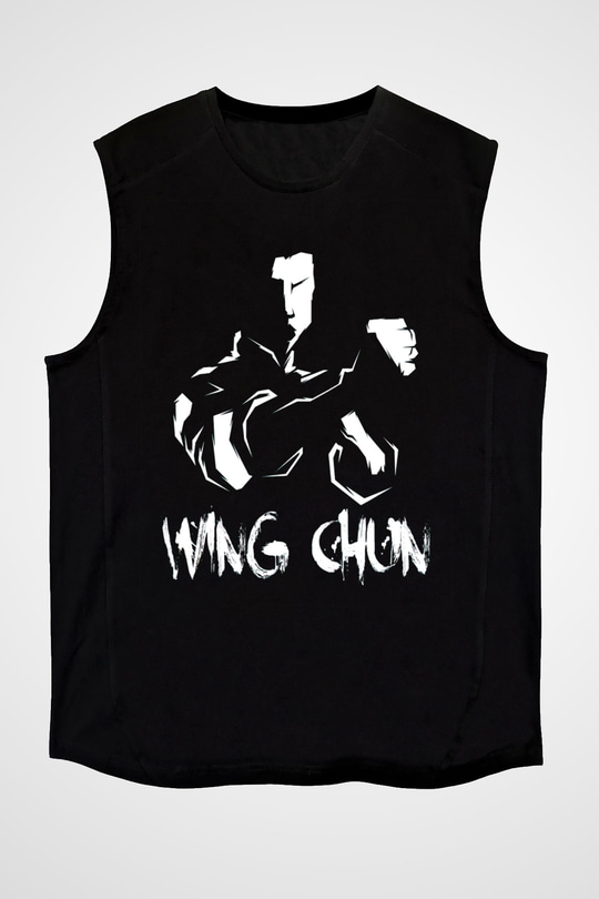 Wing Chun Baskılı Unisex Siyah  Kolsuz Tişört