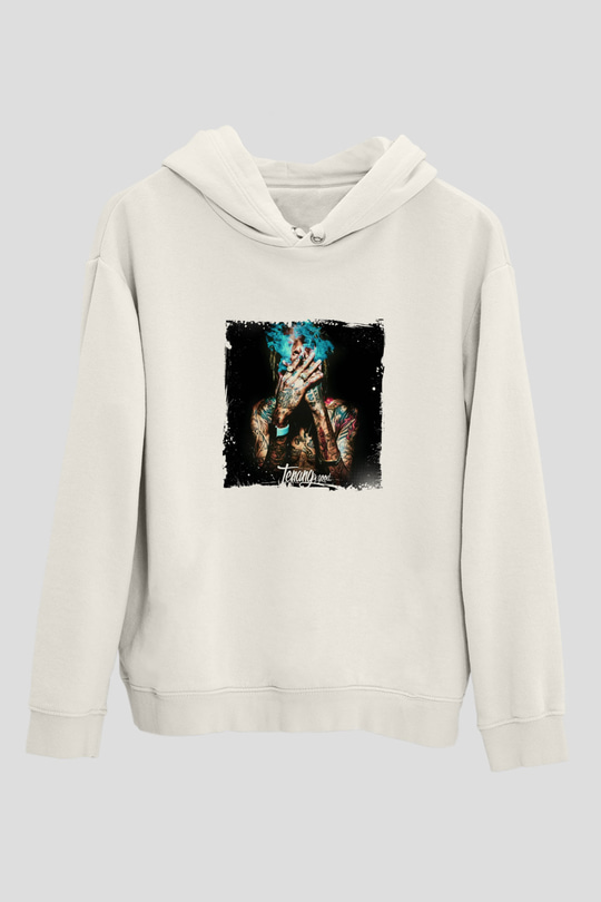 Wiz Khalifa Baskılı Unisex Beyaz Kapüşonlu Sweatshirt