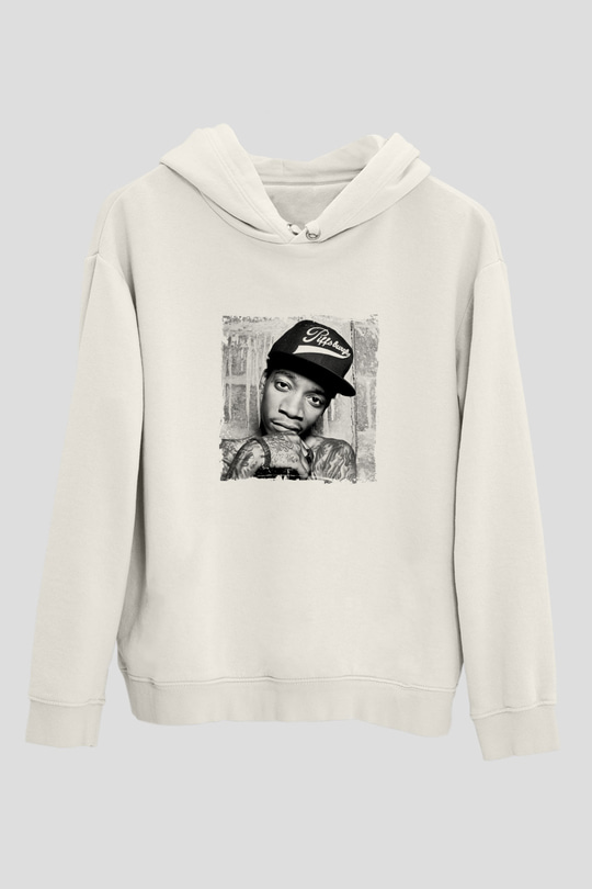 Wiz Khalifa Baskılı Unisex Beyaz Kapüşonlu Sweatshirt