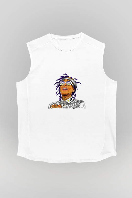 Wiz Khalifa Baskılı Unisex Beyaz Kolsuz Tişört