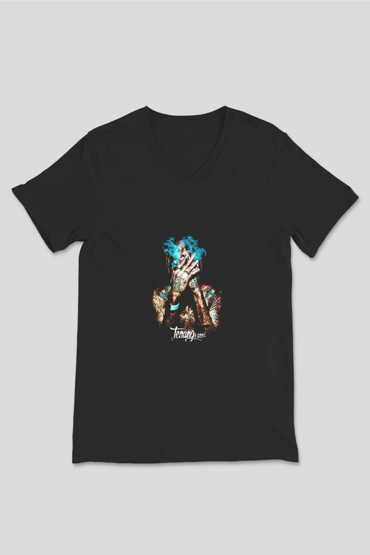 Wiz Khalifa Baskılı Unisex Siyah V Yaka Tişört