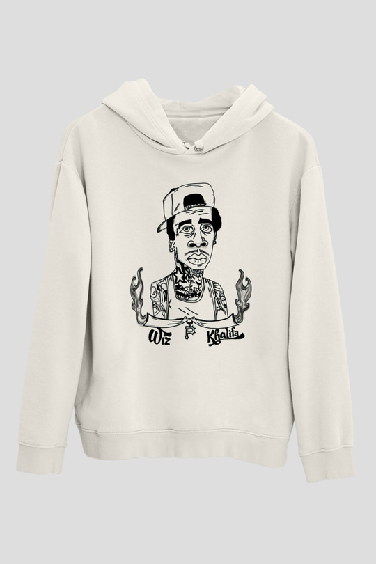 Wiz Khalifa Beyaz Unisex Kapşonlu Sweatshirt