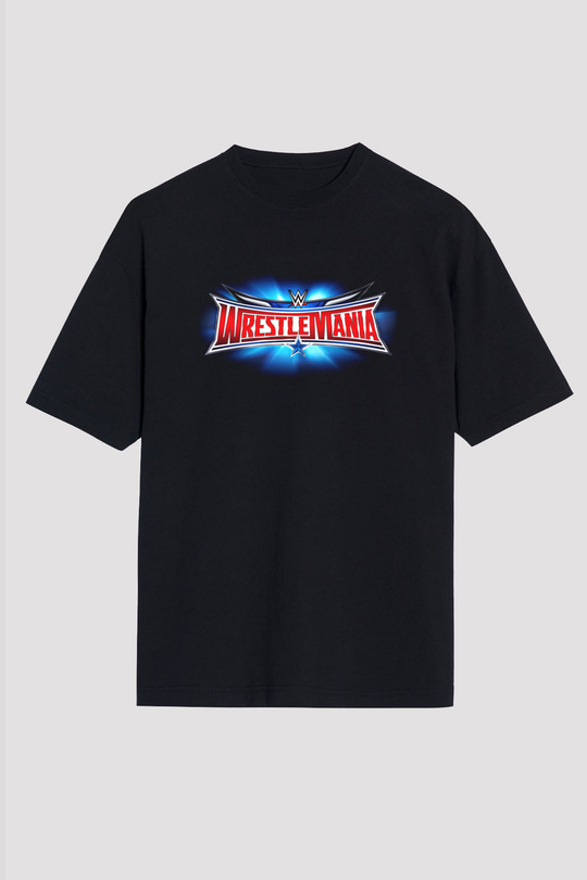 WrestleMania Siyah Unisex Oversize Tişört