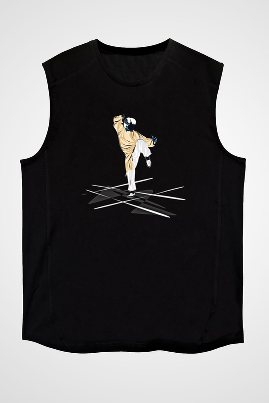 Wushu Baskılı Unisex Siyah Kolsuz Tişört