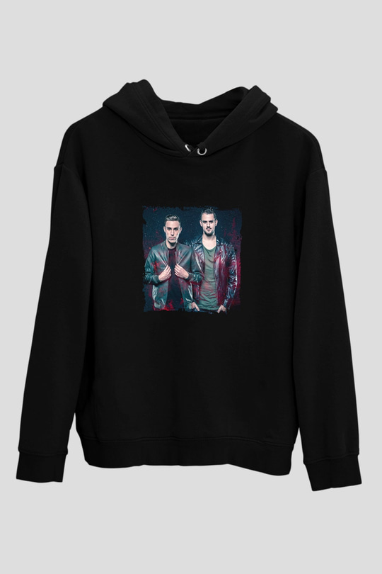 W&W Baskılı Unisex Siyah Hoodie