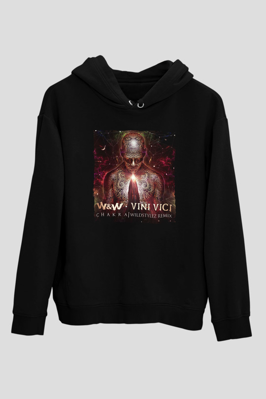 W&W Siyah Unisex Kapüşonlu Sweatshirt