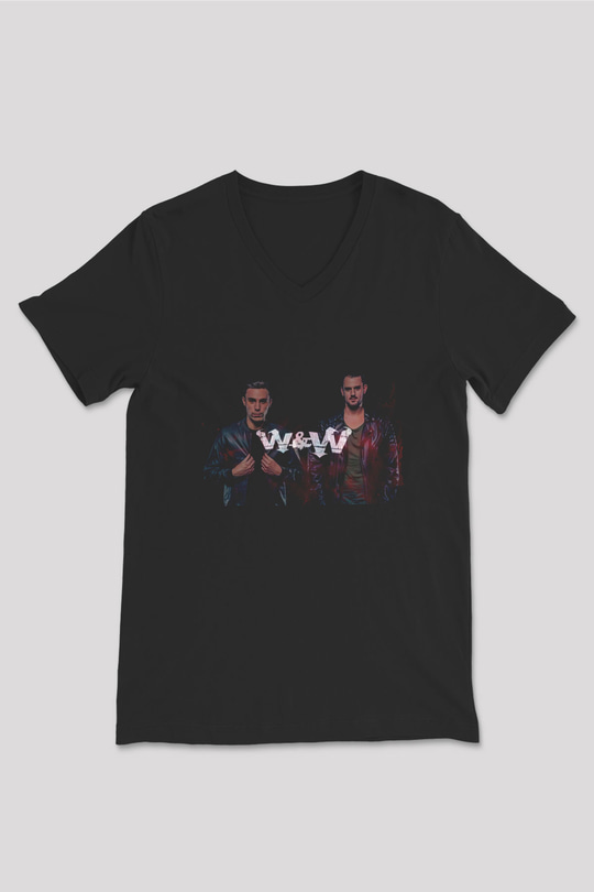W&W Siyah Unisex V Yaka Tişört