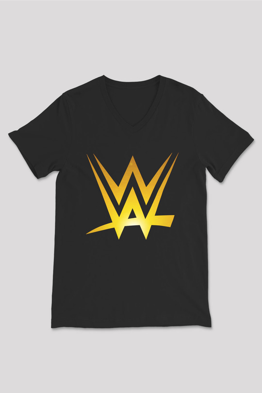 WWE Siyah Unisex V Yaka Tişört
