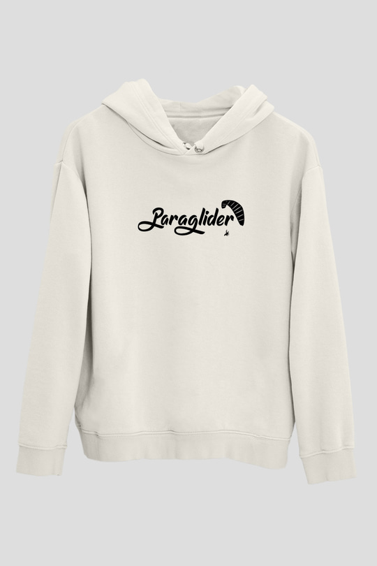 Yamaç Paraşütü Baskılı Unisex Ekru Hoodie