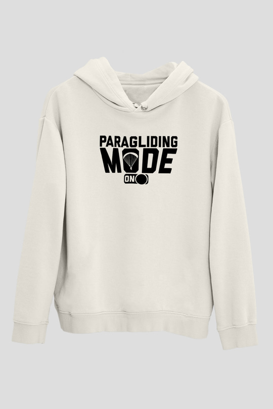 Yamaç Paraşütü Baskılı Unisex Ekru Hoodie
