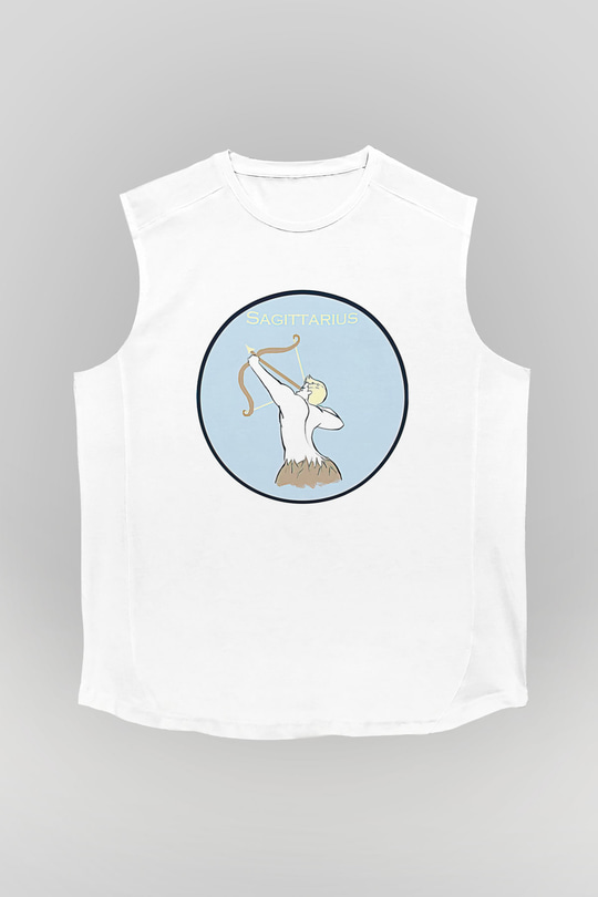 Yay Burcu Baskılı Beyaz Unisex Kolsuz Tişört - Tshirt