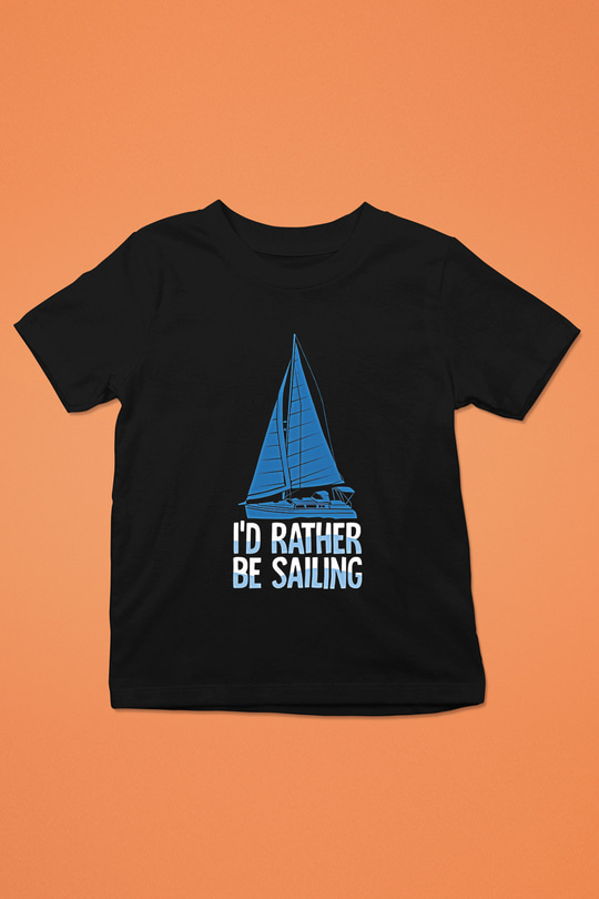Yelken - Sail Baskılı Unisex Siyah Çocuk Tİşörtü - Tshirt