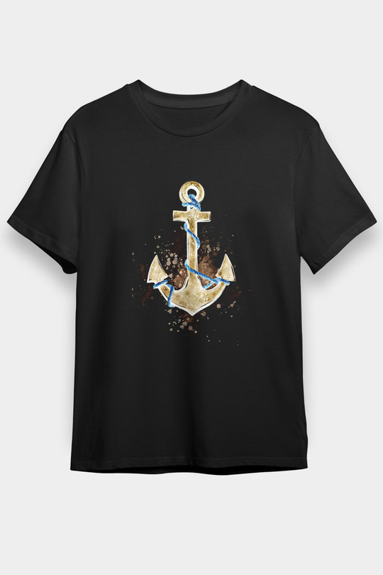Yelken - Sail Baskılı Unisex Siyah Tişört - Tshirt