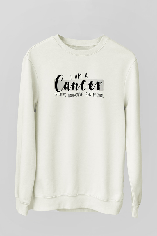 Yengeç Burcu Baskılı Beyaz Unisex Sweatshirt
