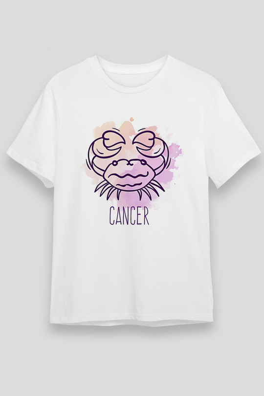 Yengeç Burcu Unisex Baskılı Beyaz Tişört - Tshirt
